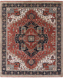 Rust Persian Fine Serapi Hand Knotted Wool Rug - 8' 1" X 10' 0" - Golden Nile