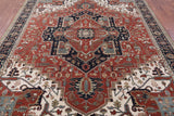 Rust Persian Fine Serapi Hand Knotted Wool Rug - 8' 1" X 10' 0" - Golden Nile