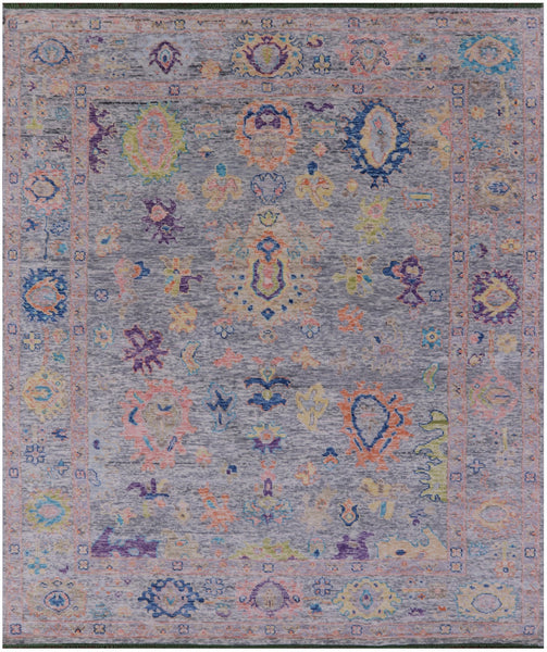Grey Turkish Oushak Hand Knotted Wool Rug - 8' 4" X 10' 0" - Golden Nile