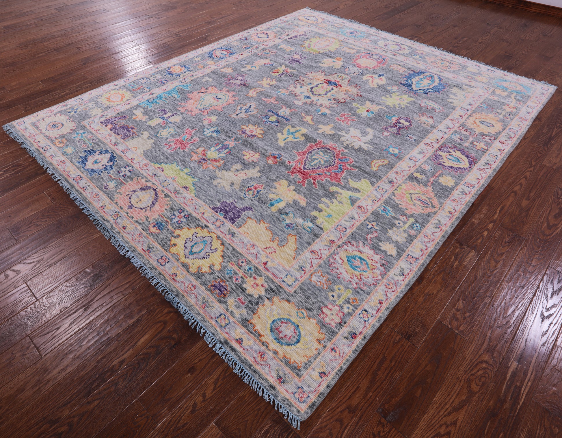 Grey Turkish Oushak Hand Knotted Wool Rug - 8' 3" X 10' 2" - Golden Nile