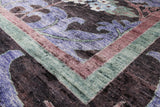 Black Square William Morris Handmade Wool Area Rug - 9' 9" X 9' 10" - Golden Nile