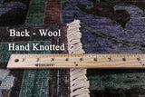 Black Square William Morris Handmade Wool Area Rug - 9' 9" X 9' 10" - Golden Nile