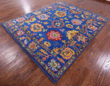 Blue Turkish Oushak Handmade Wool Rug - 8' 2" X 9' 10" - Golden Nile