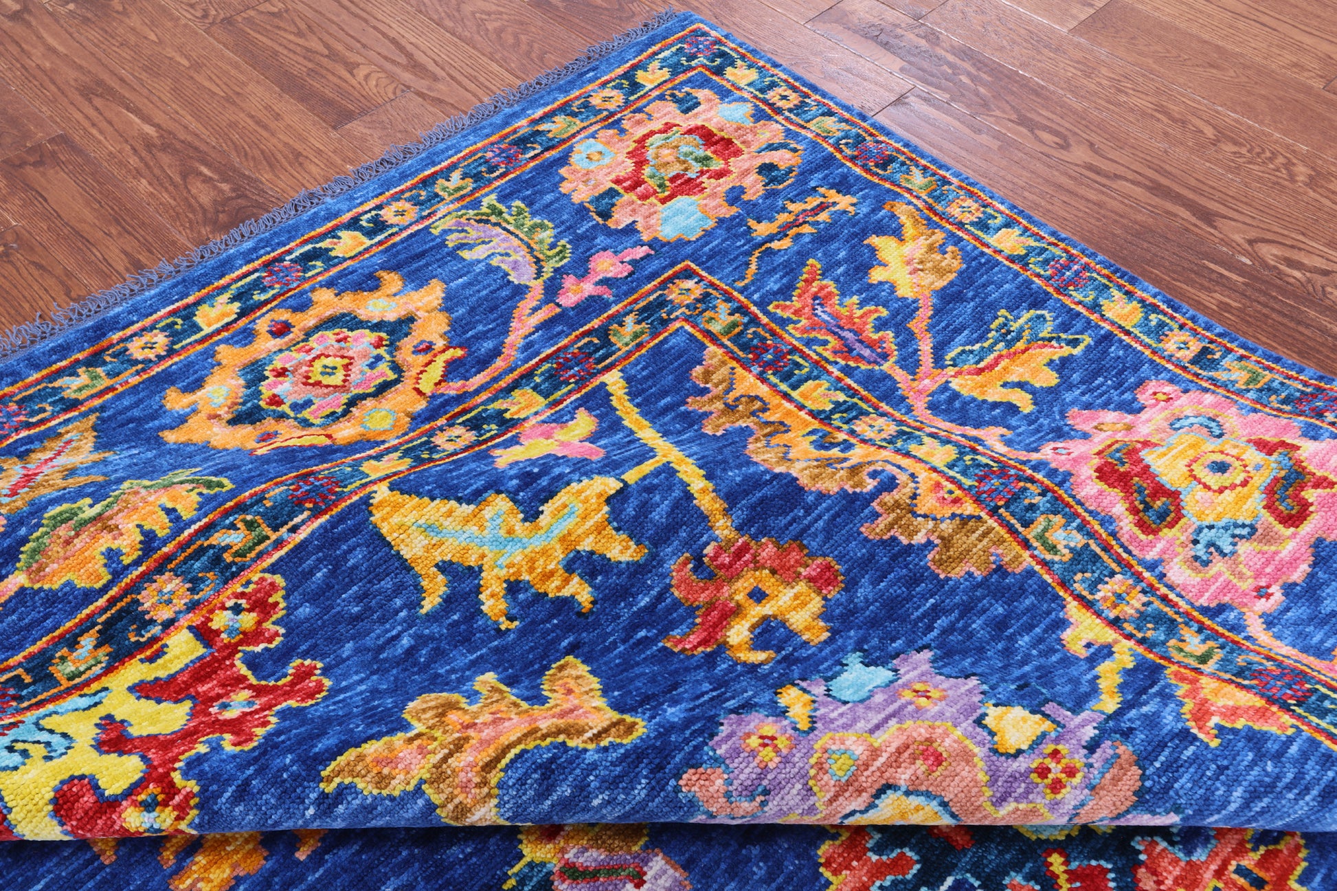 Blue Turkish Oushak Handmade Wool Rug - 8' 2" X 9' 10" - Golden Nile