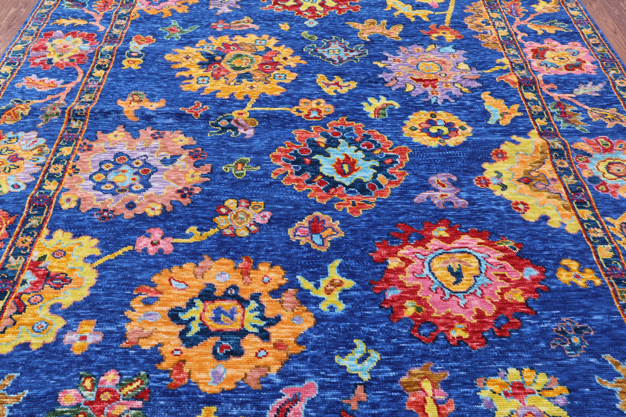 Blue Turkish Oushak Handmade Wool Rug - 8' 2" X 9' 10" - Golden Nile