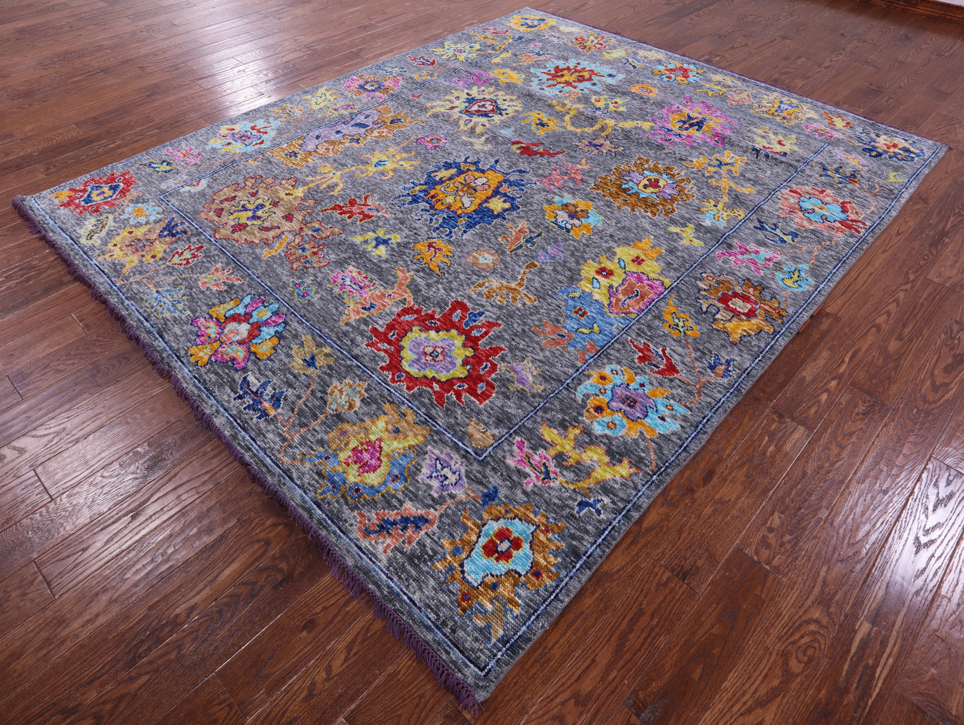Grey Turkish Oushak Hand Knotted Wool Rug - 8' 2" X 10' 1" - Golden Nile