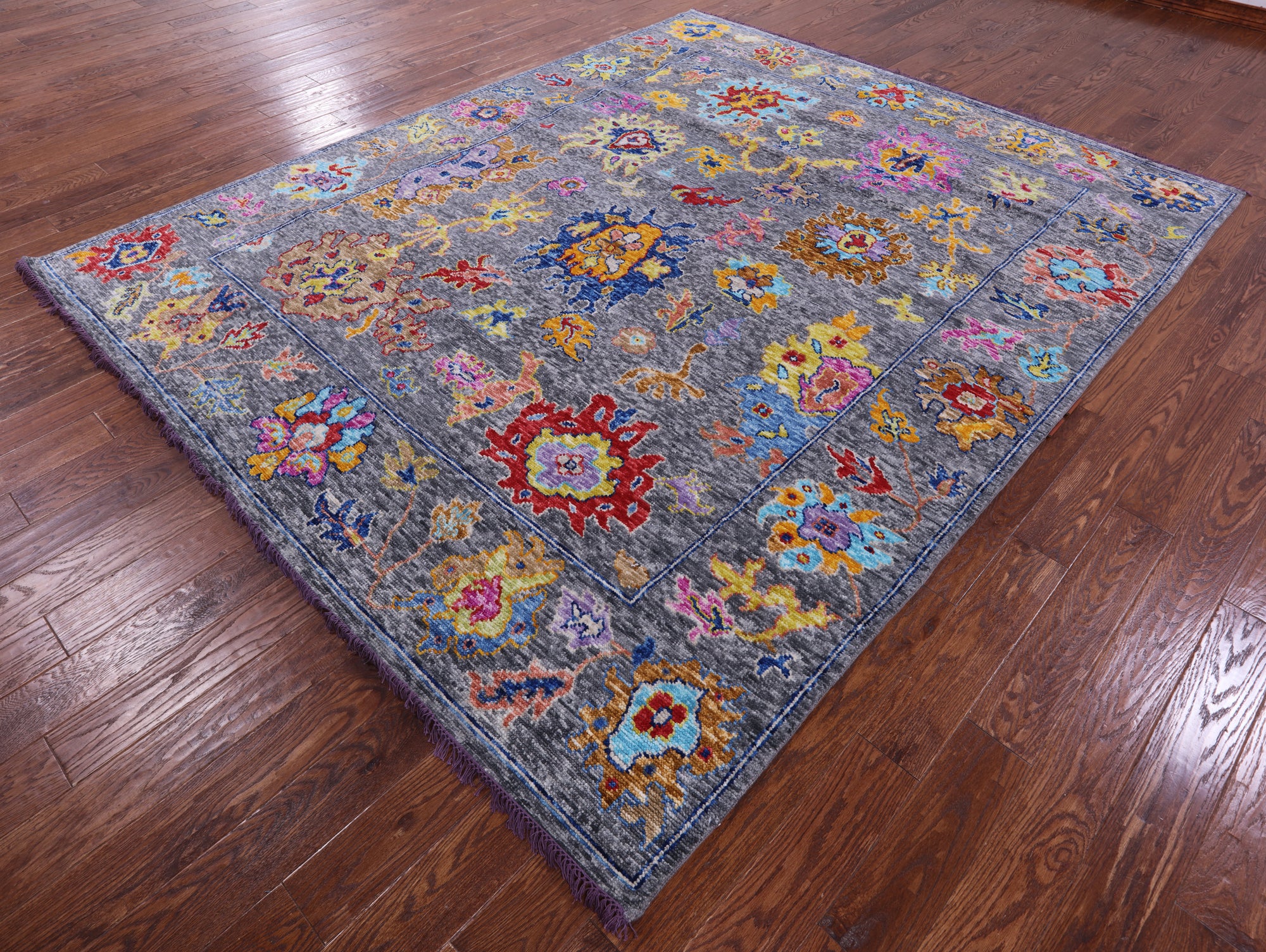 Grey Turkish Oushak Hand Knotted Wool Rug - 8' 2" X 10' 1" - Golden Nile