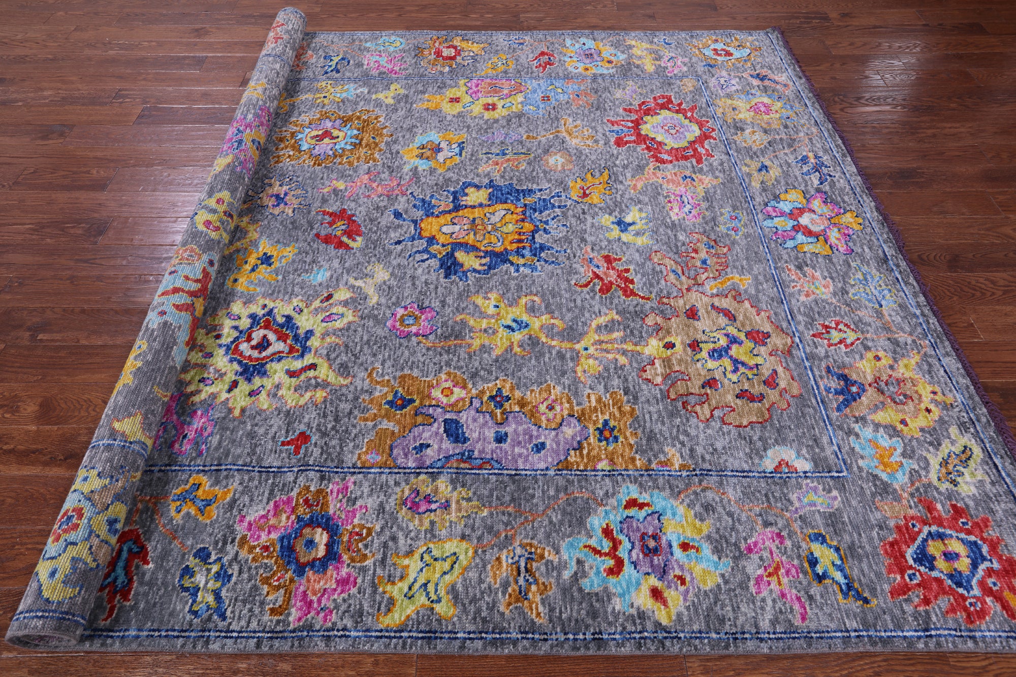 Grey Turkish Oushak Hand Knotted Wool Rug - 8' 2" X 10' 1" - Golden Nile