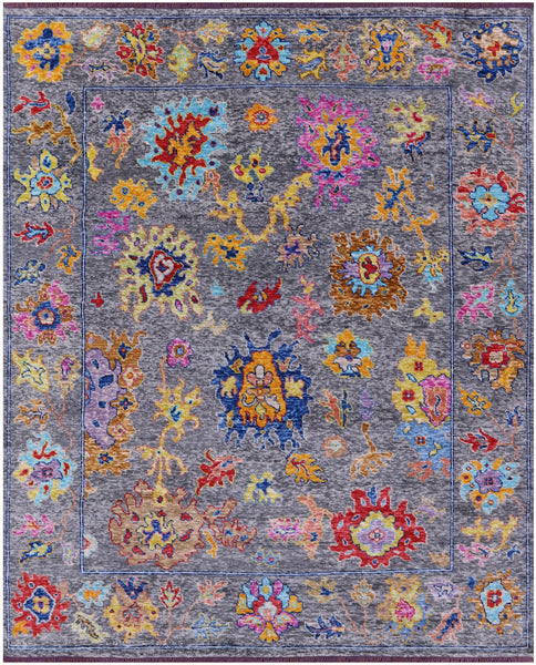Grey Turkish Oushak Hand Knotted Wool Rug - 8' 2" X 10' 1" - Golden Nile