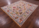 Turkish Oushak Hand Knotted Wool Rug - 8' 4" X 9' 10" - Golden Nile