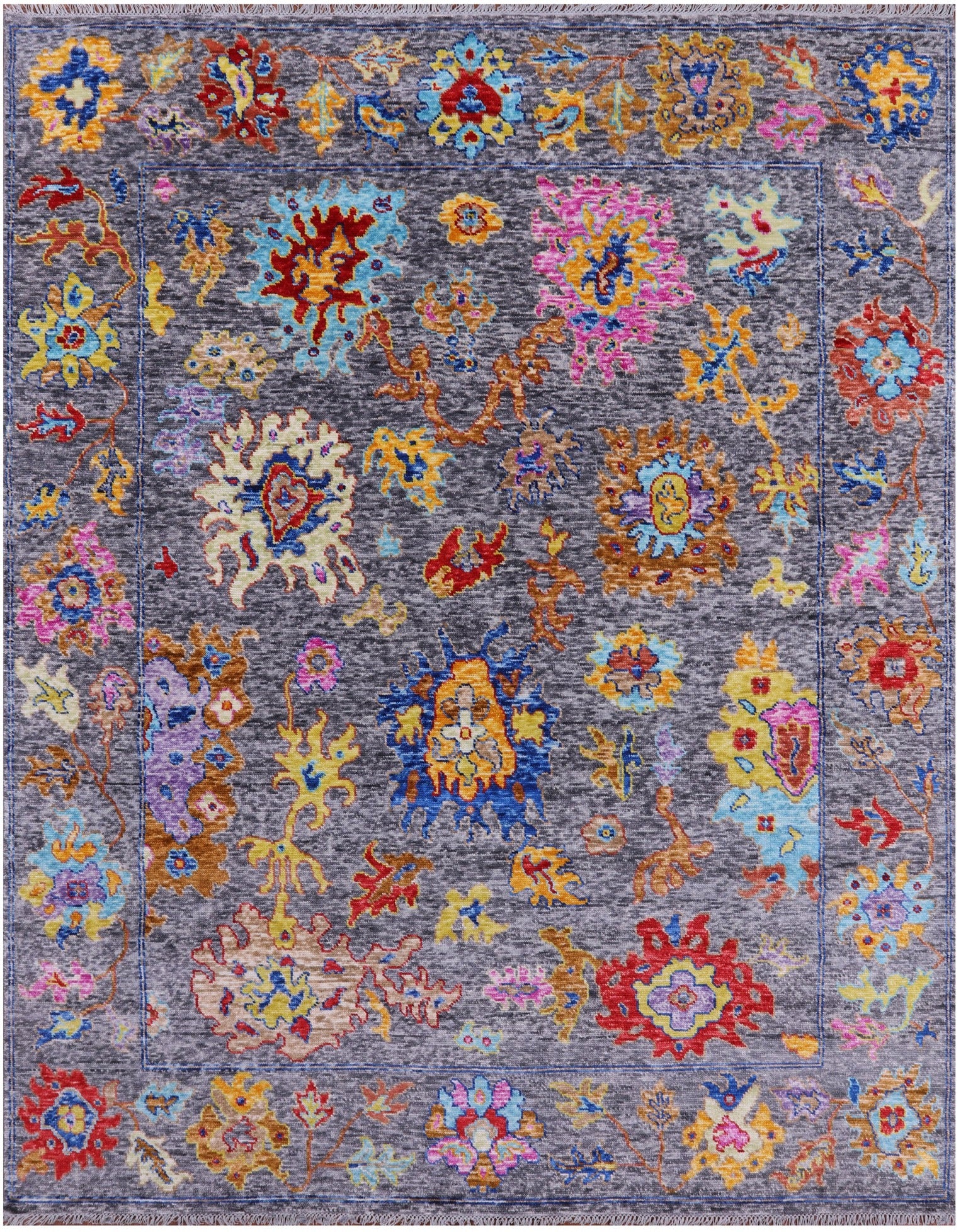 Grey Turkish Oushak Hand Knotted Wool Rug - 8' 3" X 10' 0" - Golden Nile