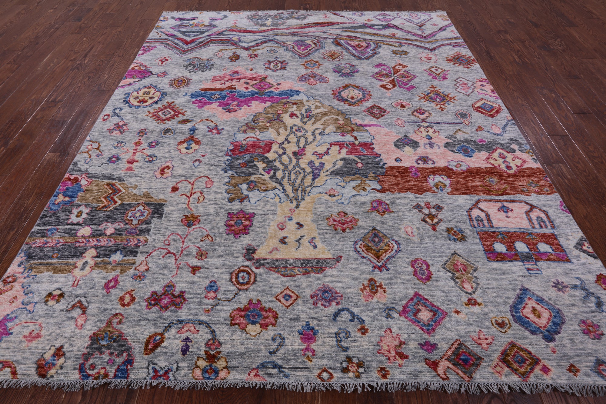Grey Tribal Moroccan Hand Knotted Wool Rug - 8' 3" X 9' 11" - Golden Nile