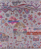 Grey Tribal Moroccan Hand Knotted Wool Rug - 8' 3" X 9' 11" - Golden Nile