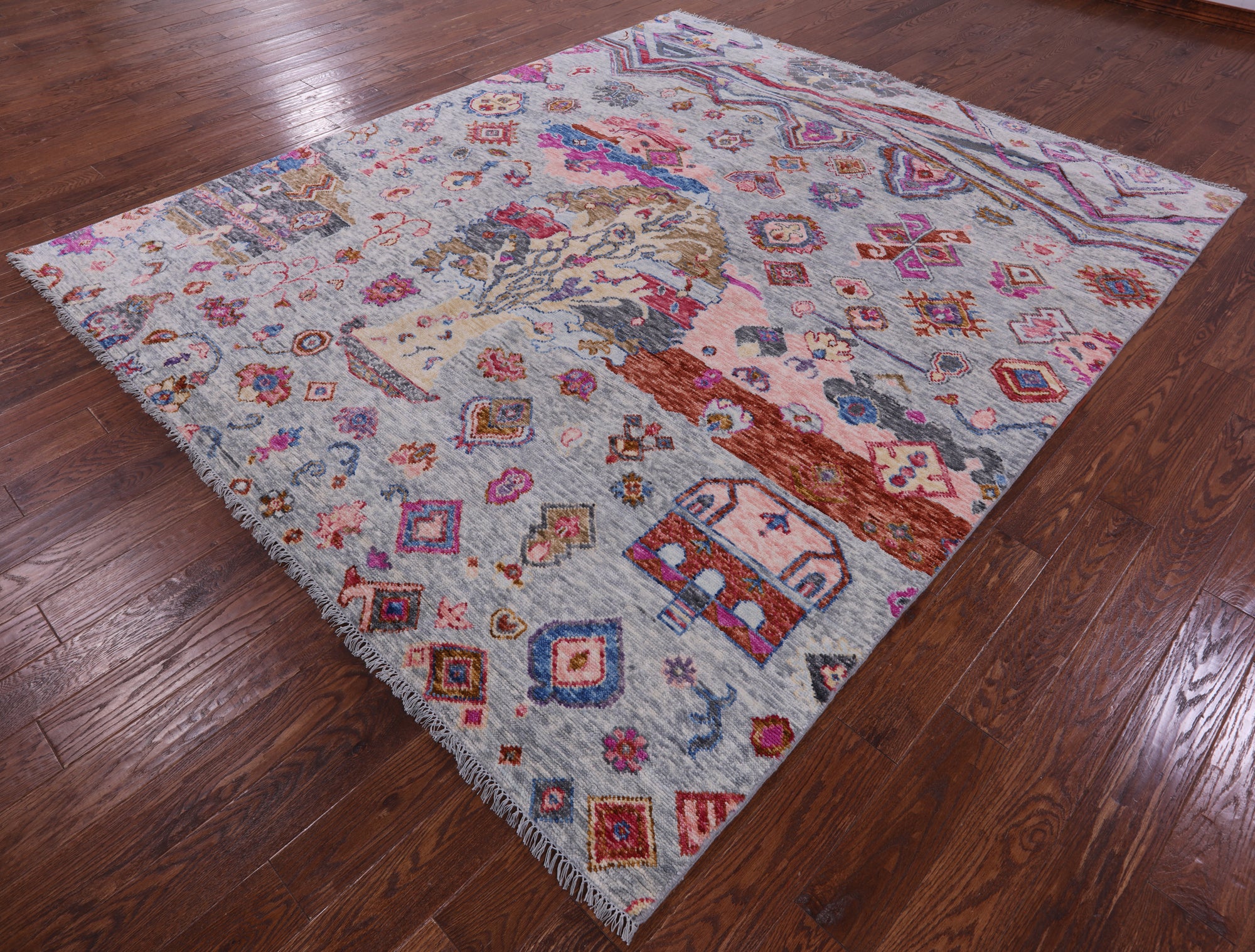 Grey Tribal Moroccan Hand Knotted Wool Rug - 8' 3" X 9' 11" - Golden Nile