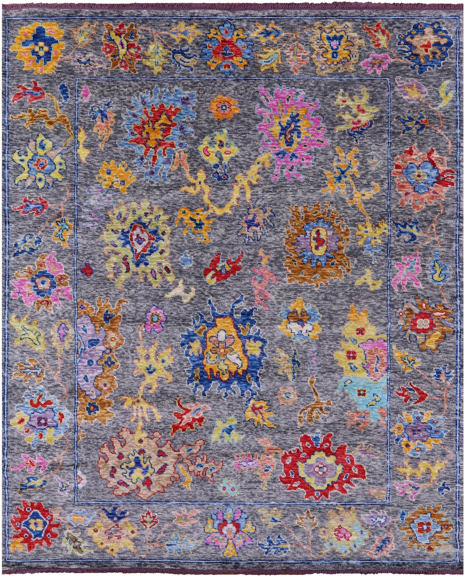 Grey Turkish Oushak Hand Knotted Wool Rug - 8' 1" X 10' 2" - Golden Nile