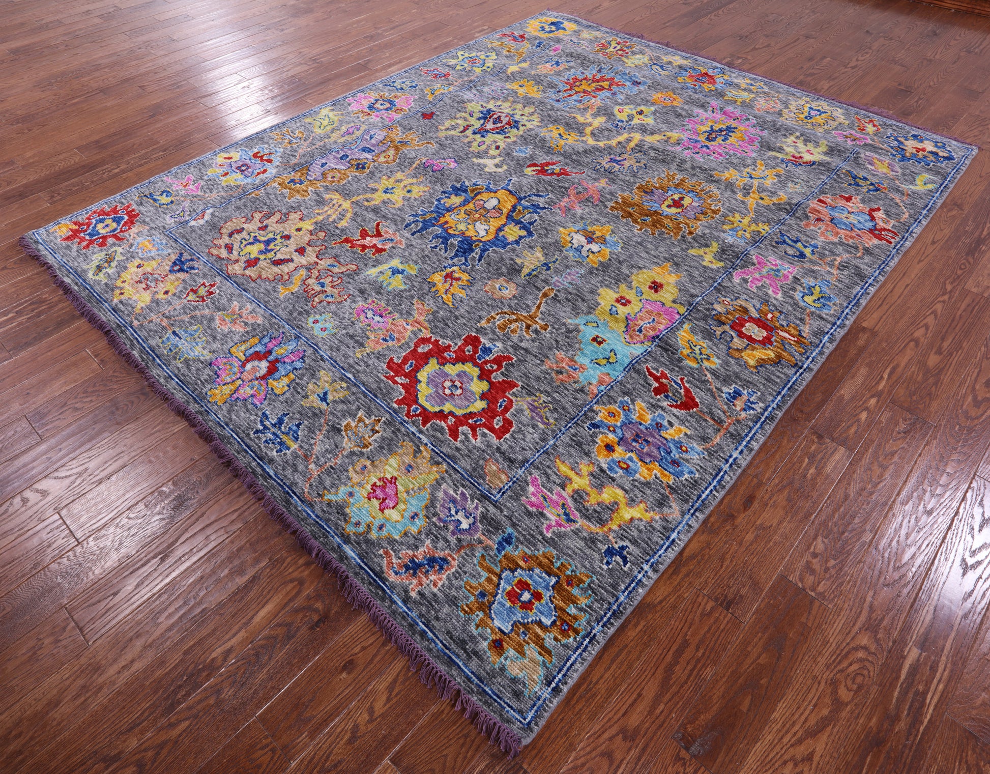 Grey Turkish Oushak Hand Knotted Wool Rug - 8' 1" X 10' 2" - Golden Nile