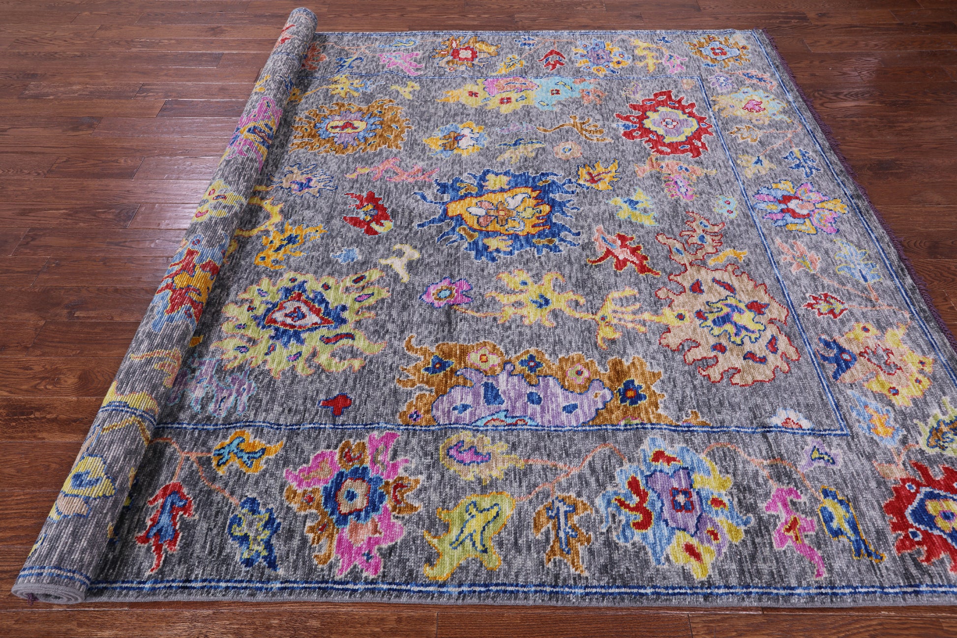 Grey Turkish Oushak Hand Knotted Wool Rug - 8' 1" X 10' 2" - Golden Nile