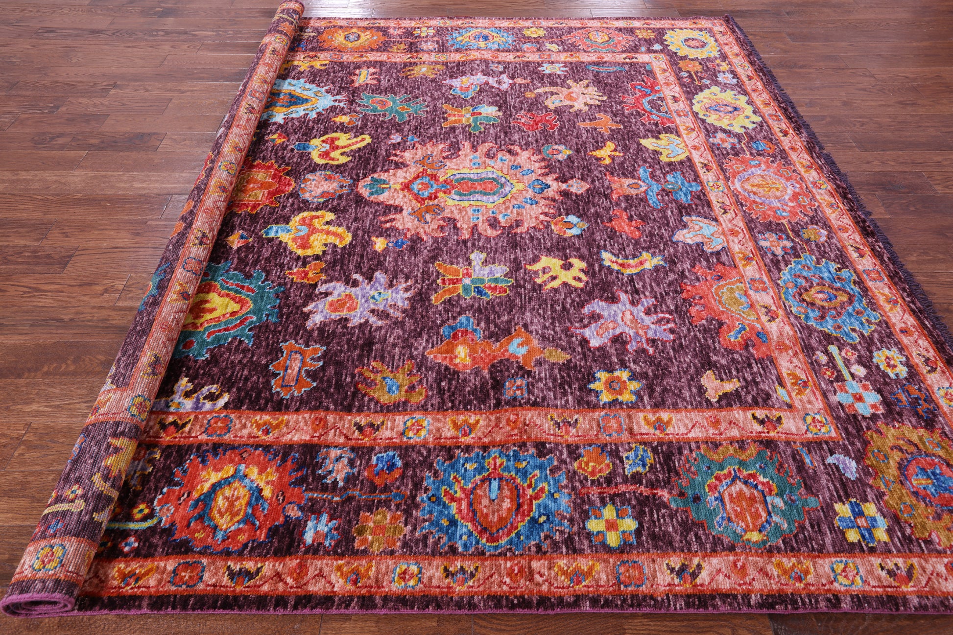 Square Turkish Oushak Hand Knotted Wool Rug - 9' 0" X 8' 10" - Golden Nile