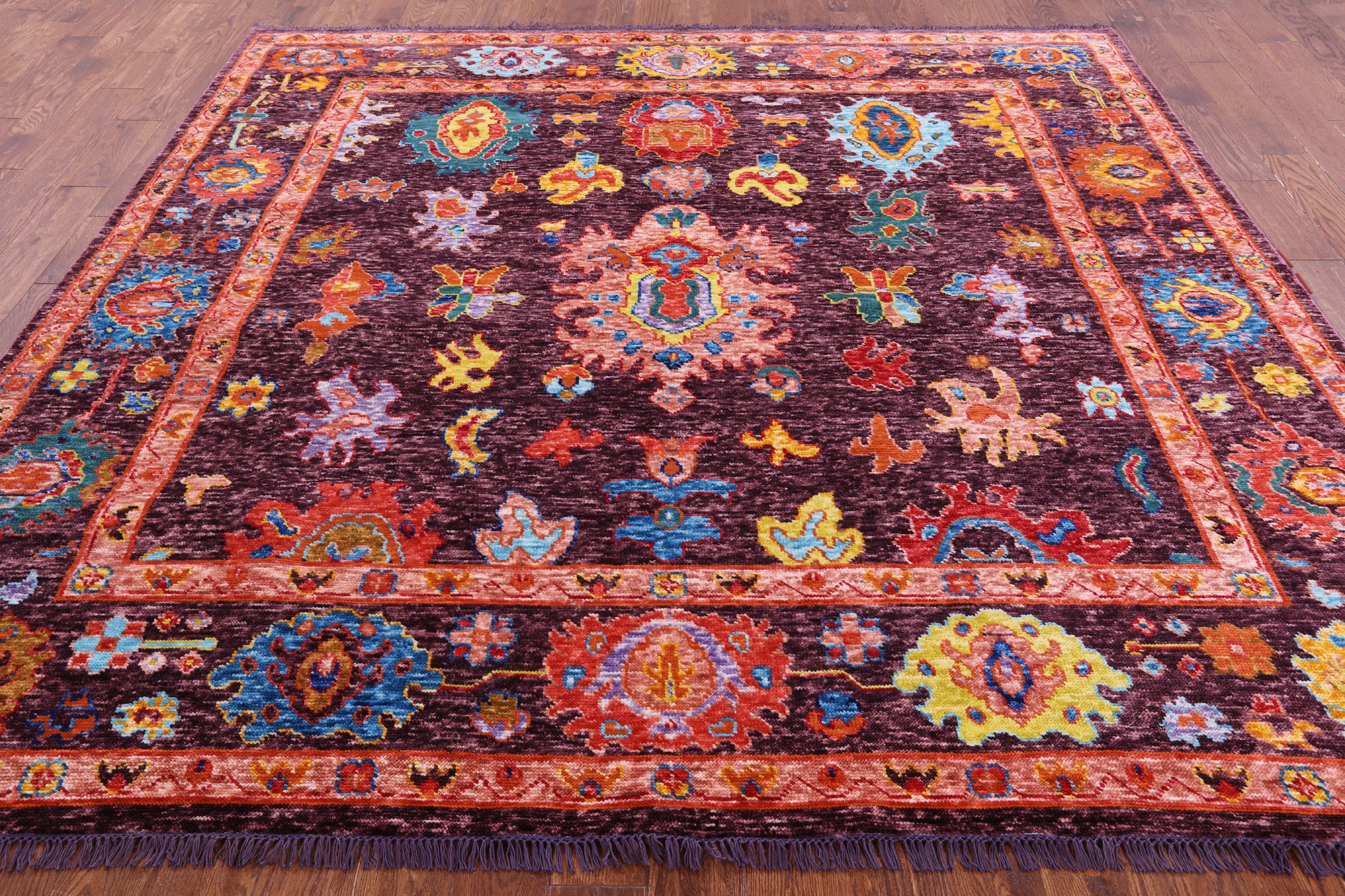 Square Turkish Oushak Hand Knotted Wool Rug - 9' 0" X 8' 10" - Golden Nile