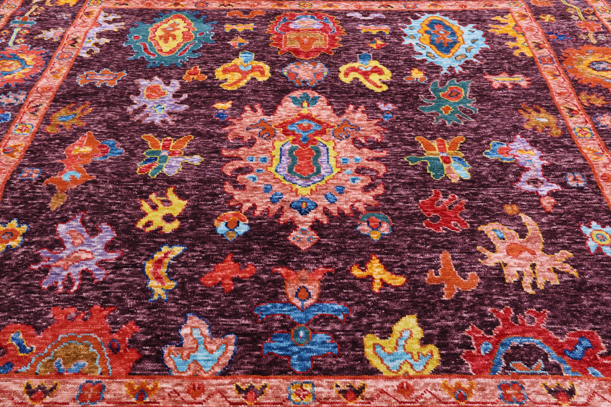 Square Turkish Oushak Hand Knotted Wool Rug - 9' 0" X 8' 10" - Golden Nile