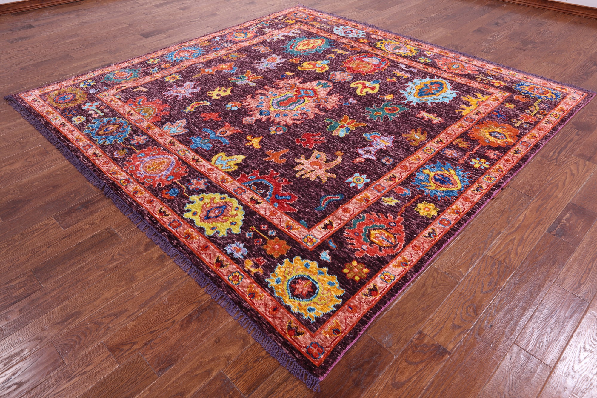 Square Turkish Oushak Hand Knotted Wool Rug - 9' 0" X 8' 10" - Golden Nile
