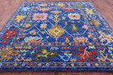 Blue Square Turkish Oushak Hand Knotted Wool Rug - 9' 0" X 9' 1" - Golden Nile
