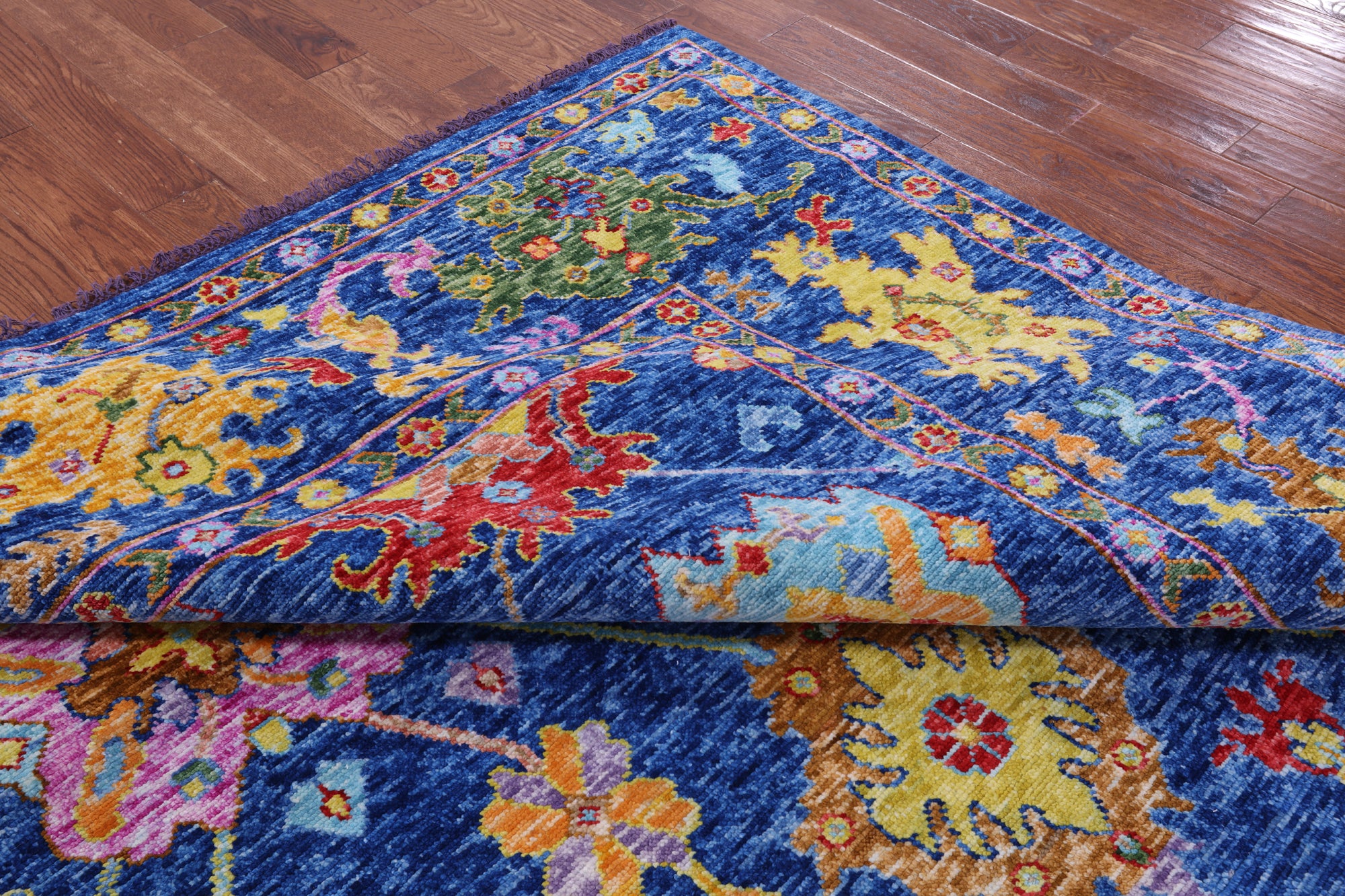 Blue Square Turkish Oushak Hand Knotted Wool Rug - 9' 0" X 9' 1" - Golden Nile