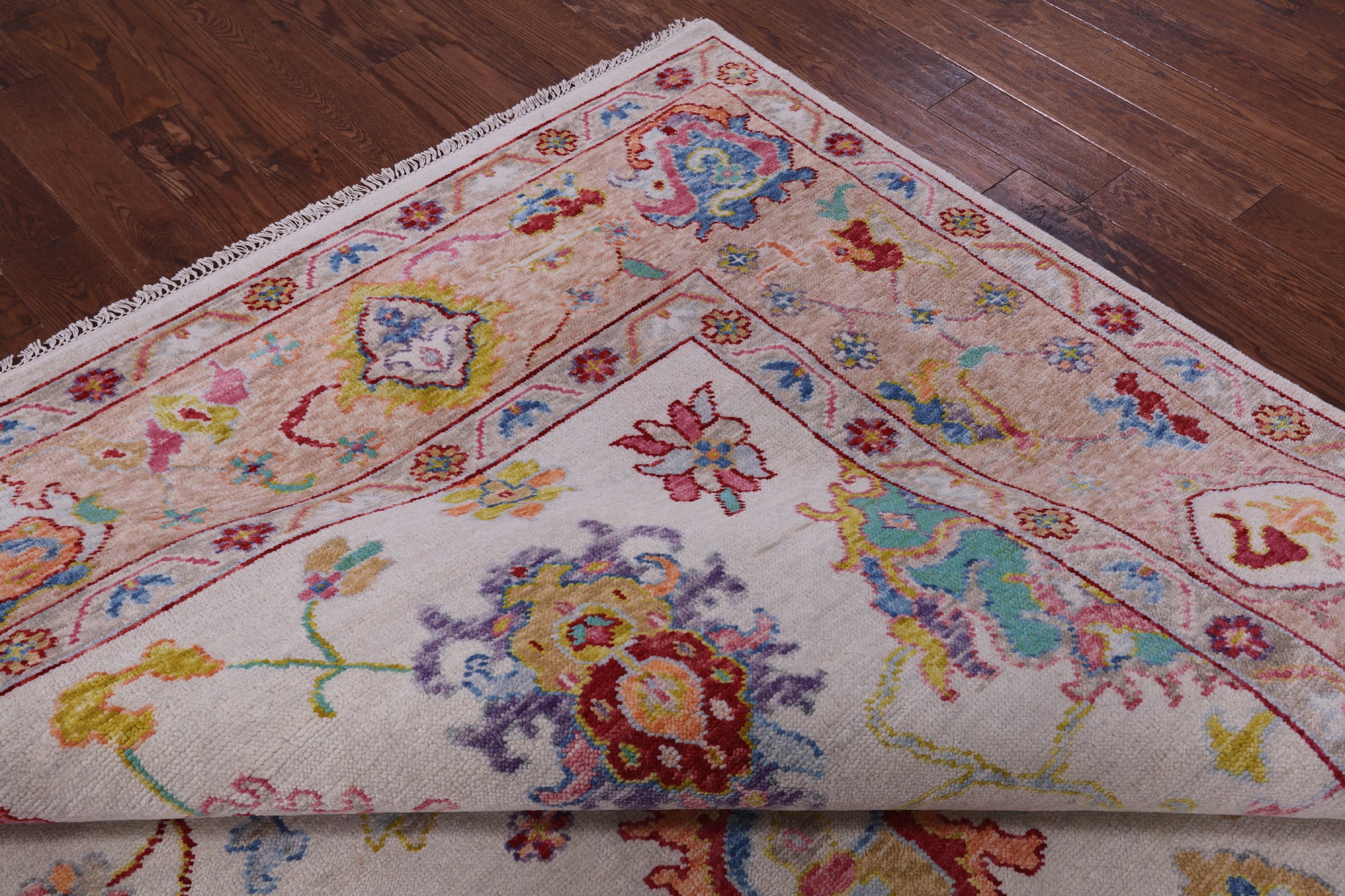 Ivory Turkish Oushak Hand Knotted Wool Rug - 9' 3" X 12' 0" - Golden Nile