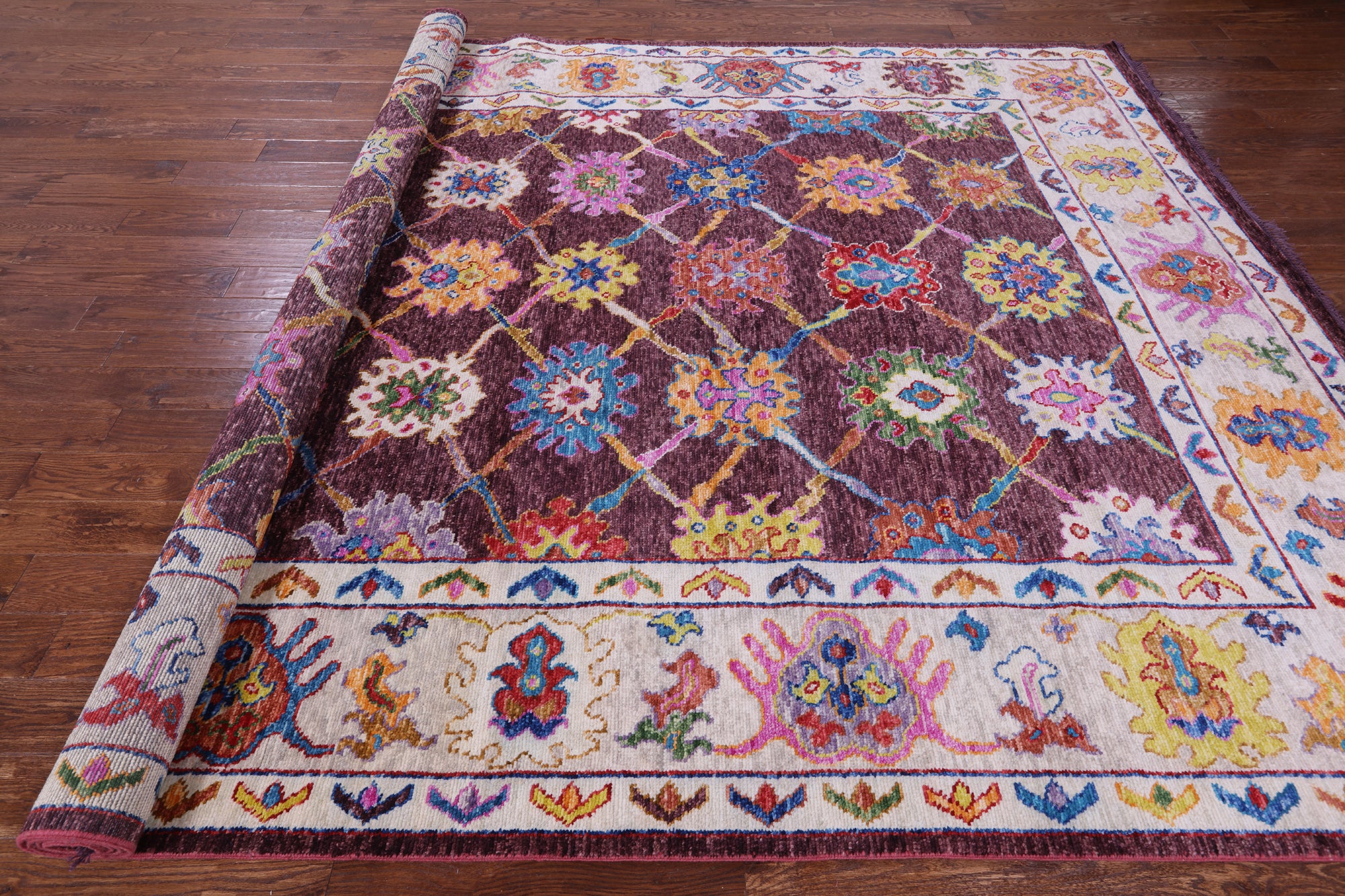 Turkish Oushak Handmade Wool Rug - 9' 1" X 12' 3" - Golden Nile
