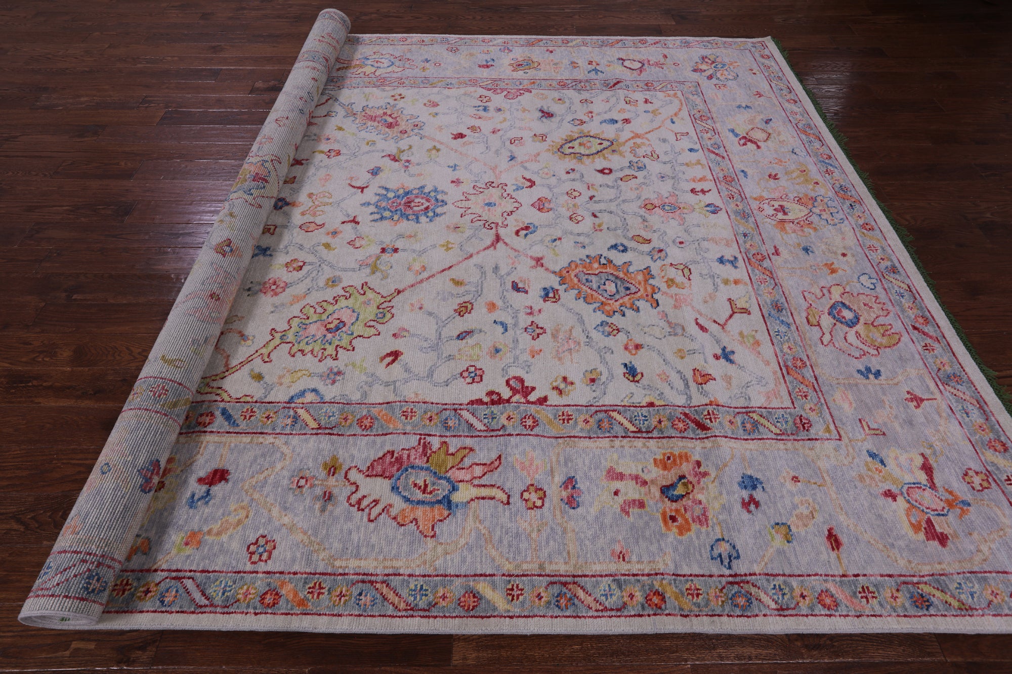 Ivory Turkish Oushak Hand Knotted Wool Rug - 9' 3" X 12' 3" - Golden Nile