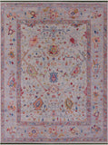 Ivory Turkish Oushak Hand Knotted Wool Rug - 9' 3" X 12' 3" - Golden Nile