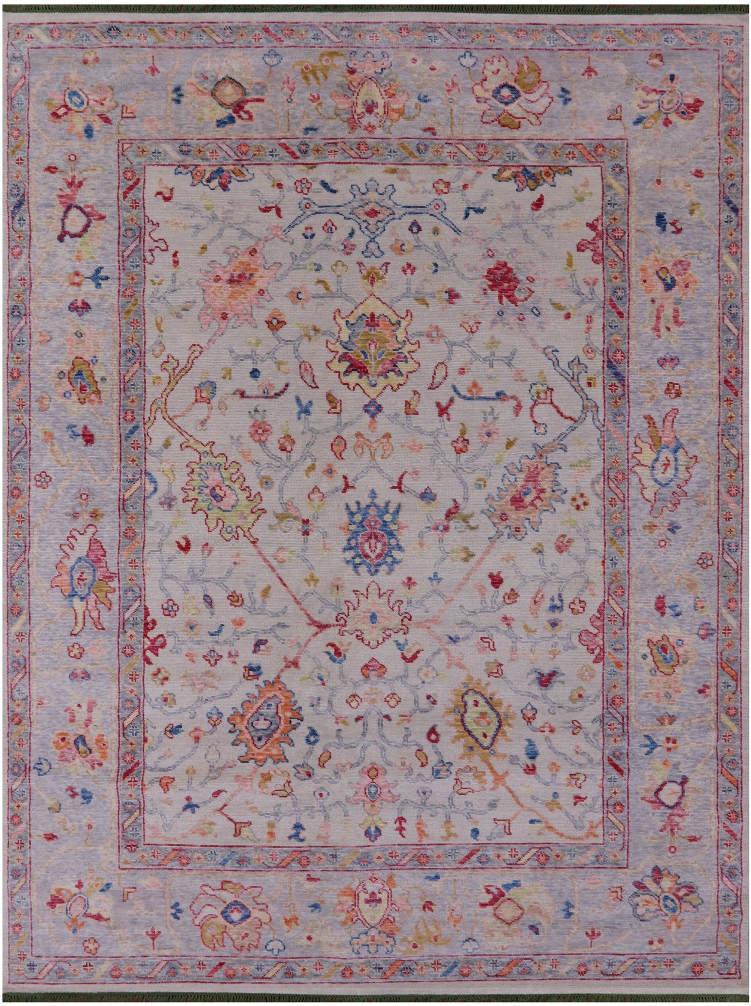Ivory Turkish Oushak Hand Knotted Wool Rug - 9' 3" X 12' 3" - Golden Nile