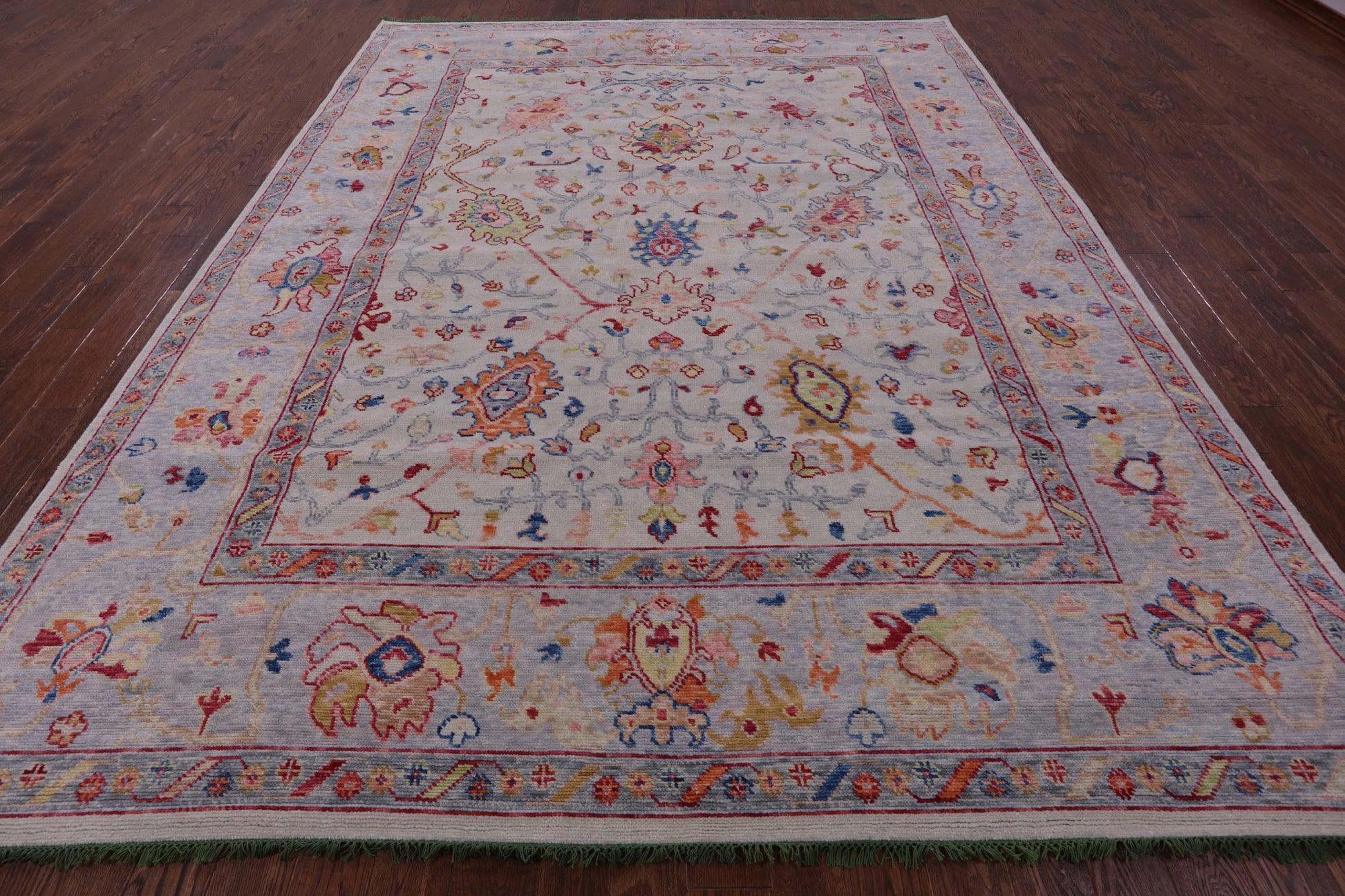 Ivory Turkish Oushak Hand Knotted Wool Rug - 9' 3" X 12' 3" - Golden Nile