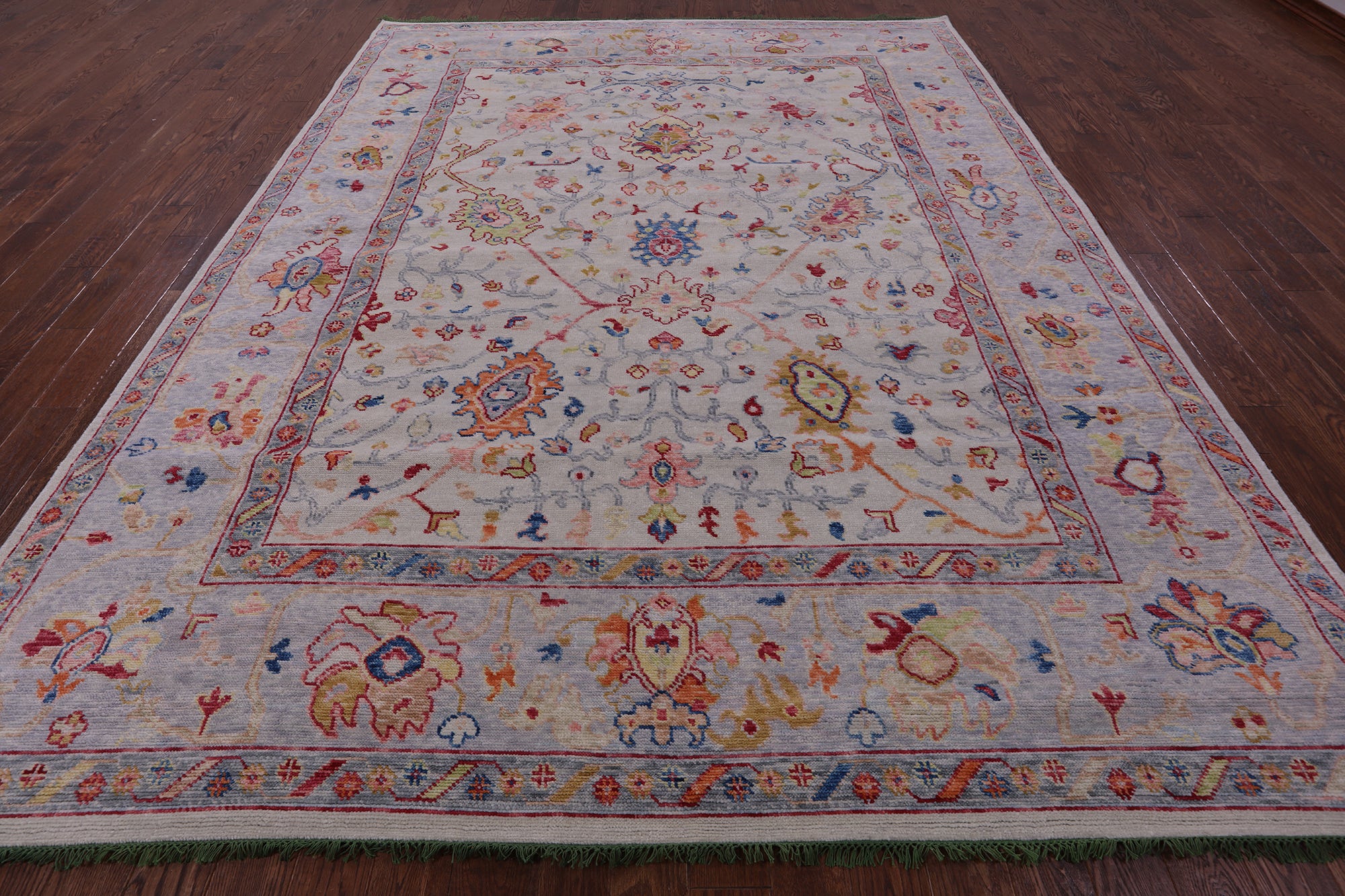 Ivory Turkish Oushak Hand Knotted Wool Rug - 9' 3" X 12' 3" - Golden Nile