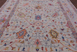 Ivory Turkish Oushak Hand Knotted Wool Rug - 9' 3" X 12' 3" - Golden Nile