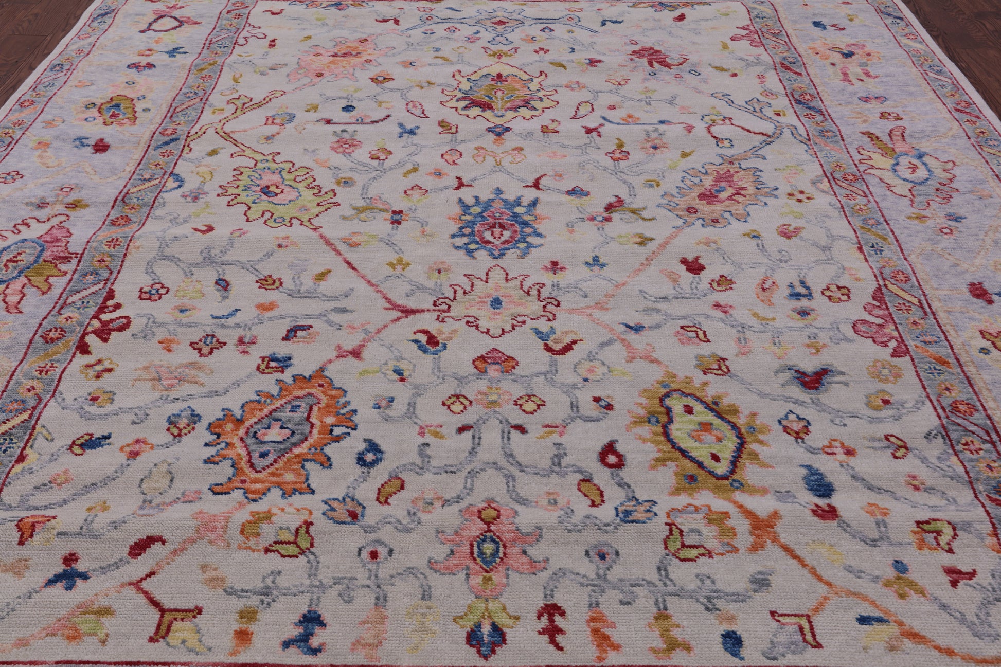 Ivory Turkish Oushak Hand Knotted Wool Rug - 9' 3" X 12' 3" - Golden Nile