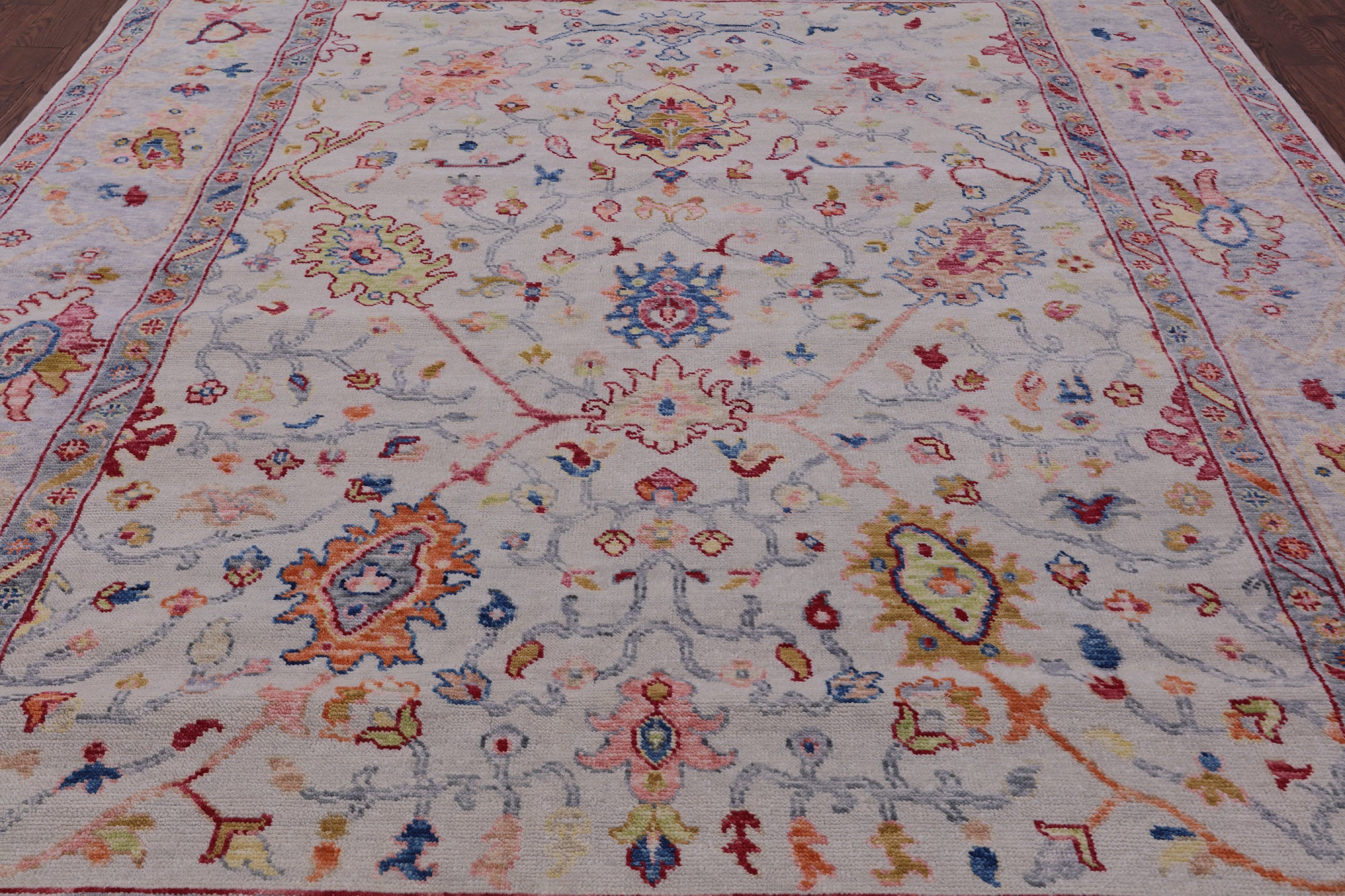Ivory Turkish Oushak Hand Knotted Wool Rug - 9' 3" X 12' 3" - Golden Nile