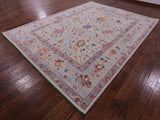Ivory Turkish Oushak Hand Knotted Wool Rug - 9' 3" X 12' 3" - Golden Nile