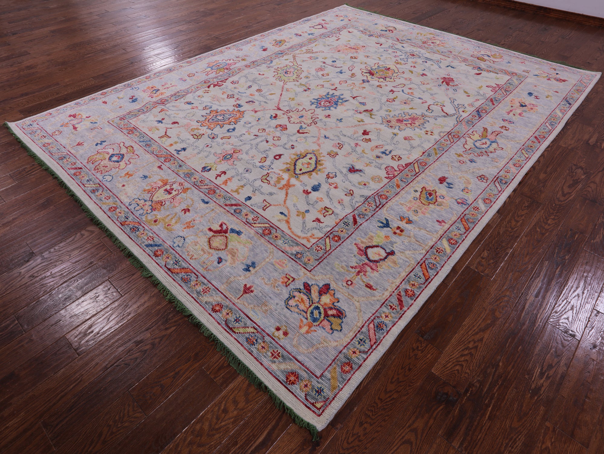 Ivory Turkish Oushak Hand Knotted Wool Rug - 9' 3" X 12' 3" - Golden Nile