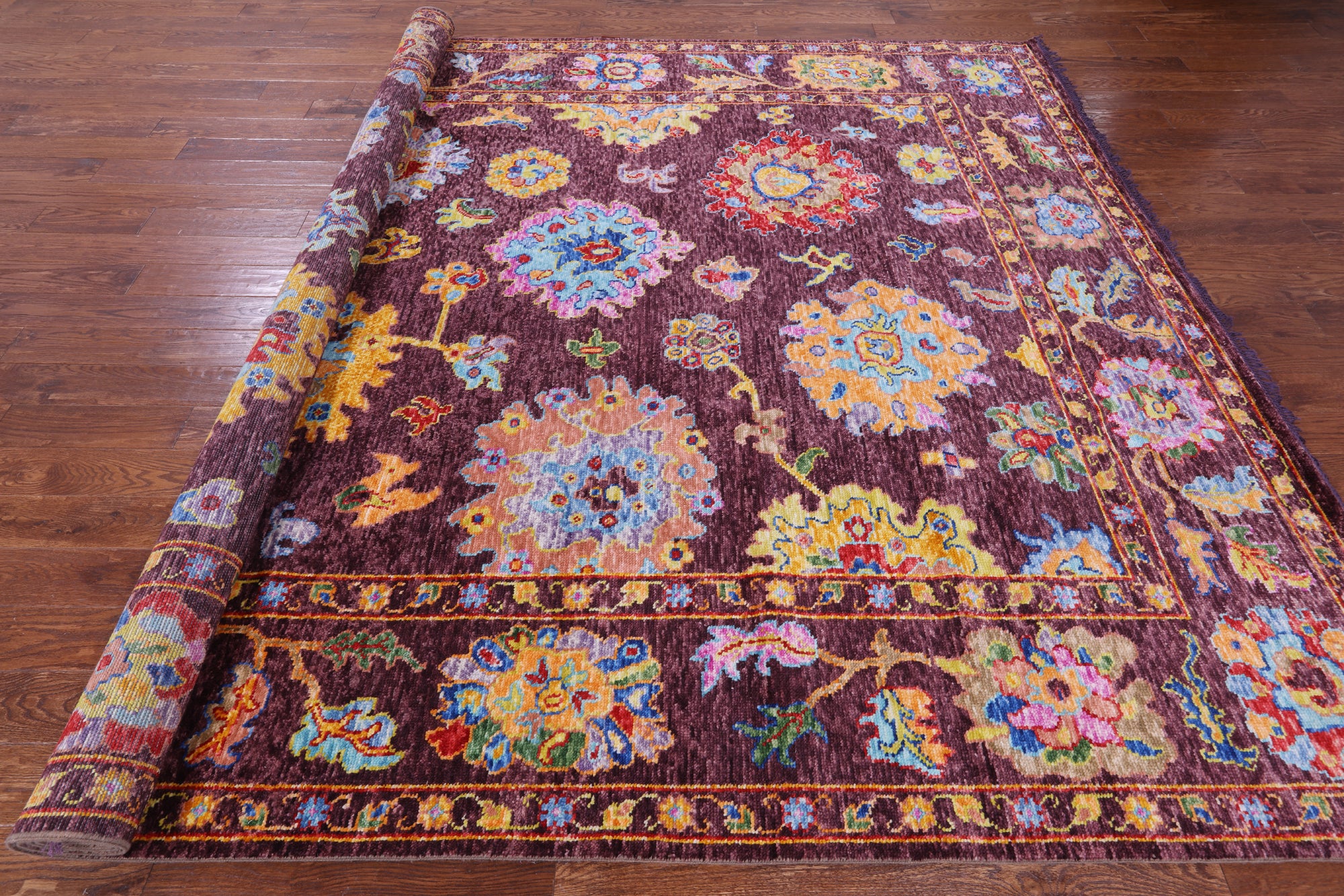 Turkish Oushak Hand Knotted Wool Rug - 9' 3" X 11' 11" - Golden Nile