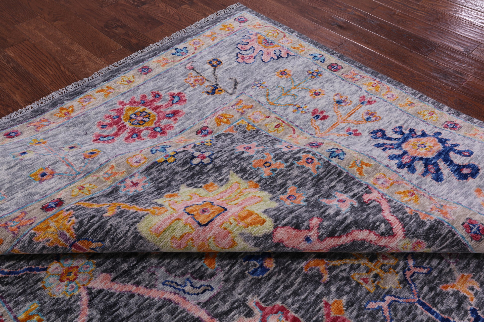 Grey Turkish Oushak Hand Knotted Wool Rug - 9' 2" X 11' 11" - Golden Nile