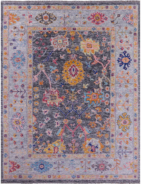 Grey Turkish Oushak Hand Knotted Wool Rug - 9' 2" X 11' 11" - Golden Nile