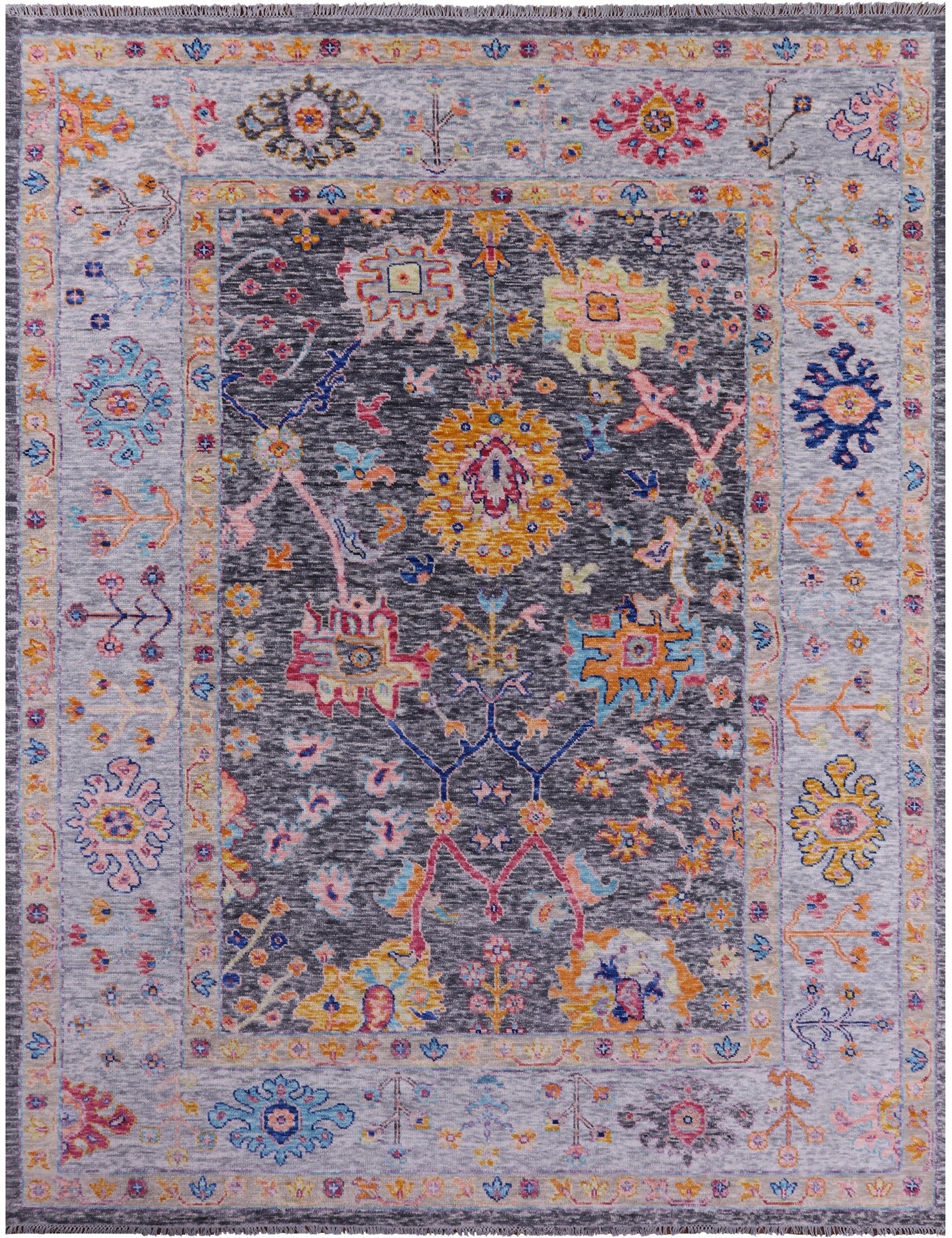 Grey Turkish Oushak Hand Knotted Wool Rug - 9' 2" X 11' 11" - Golden Nile