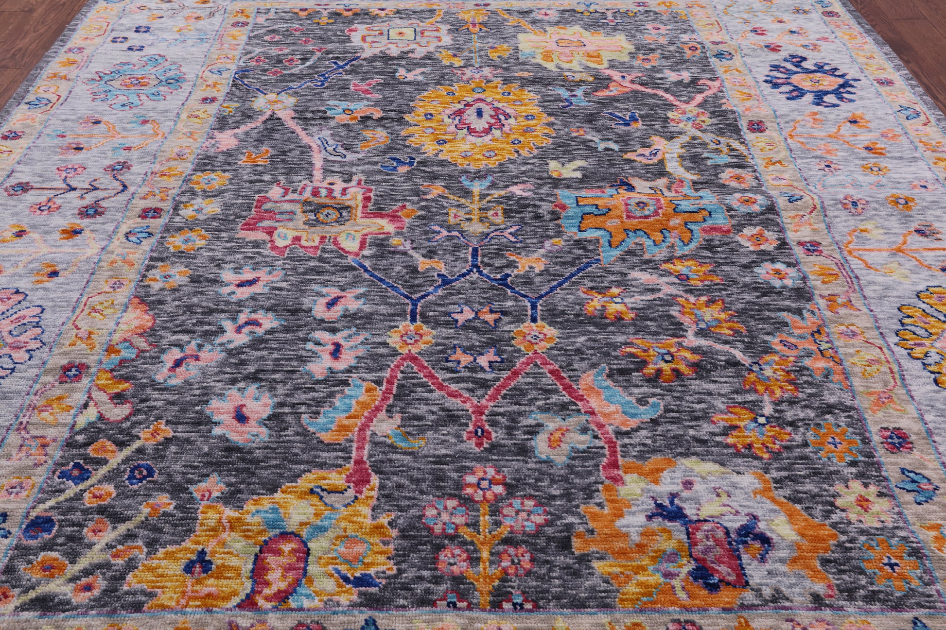 Grey Turkish Oushak Hand Knotted Wool Rug - 9' 2" X 11' 11" - Golden Nile