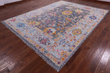 Grey Turkish Oushak Hand Knotted Wool Rug - 9' 2" X 11' 11" - Golden Nile