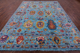 Blue Turkish Oushak Hand Knotted Wool Rug - 9' 3" X 12' 0" - Golden Nile
