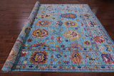 Blue Turkish Oushak Hand Knotted Wool Rug - 9' 3" X 12' 0" - Golden Nile