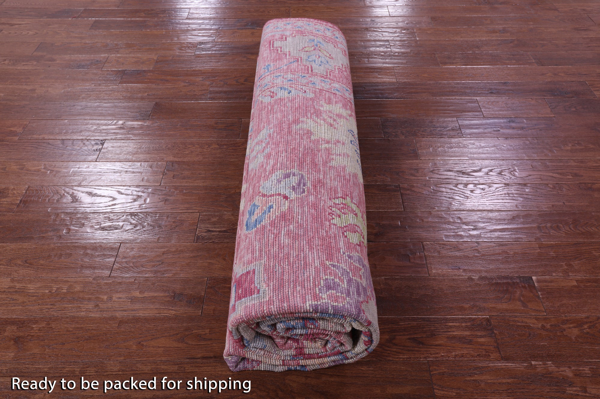 Pink Turkish Oushak Hand Knotted Wool Rug - 9' 3" X 12' 0" - Golden Nile