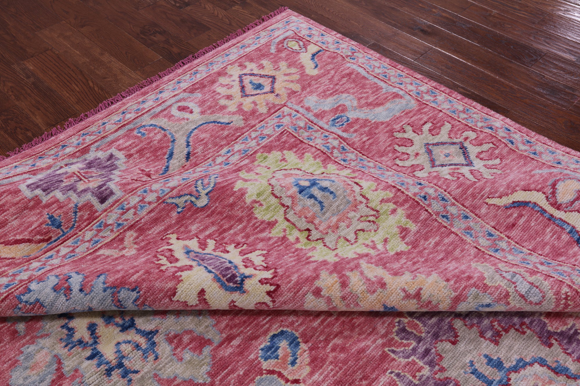 Pink Turkish Oushak Hand Knotted Wool Rug - 9' 3" X 12' 0" - Golden Nile