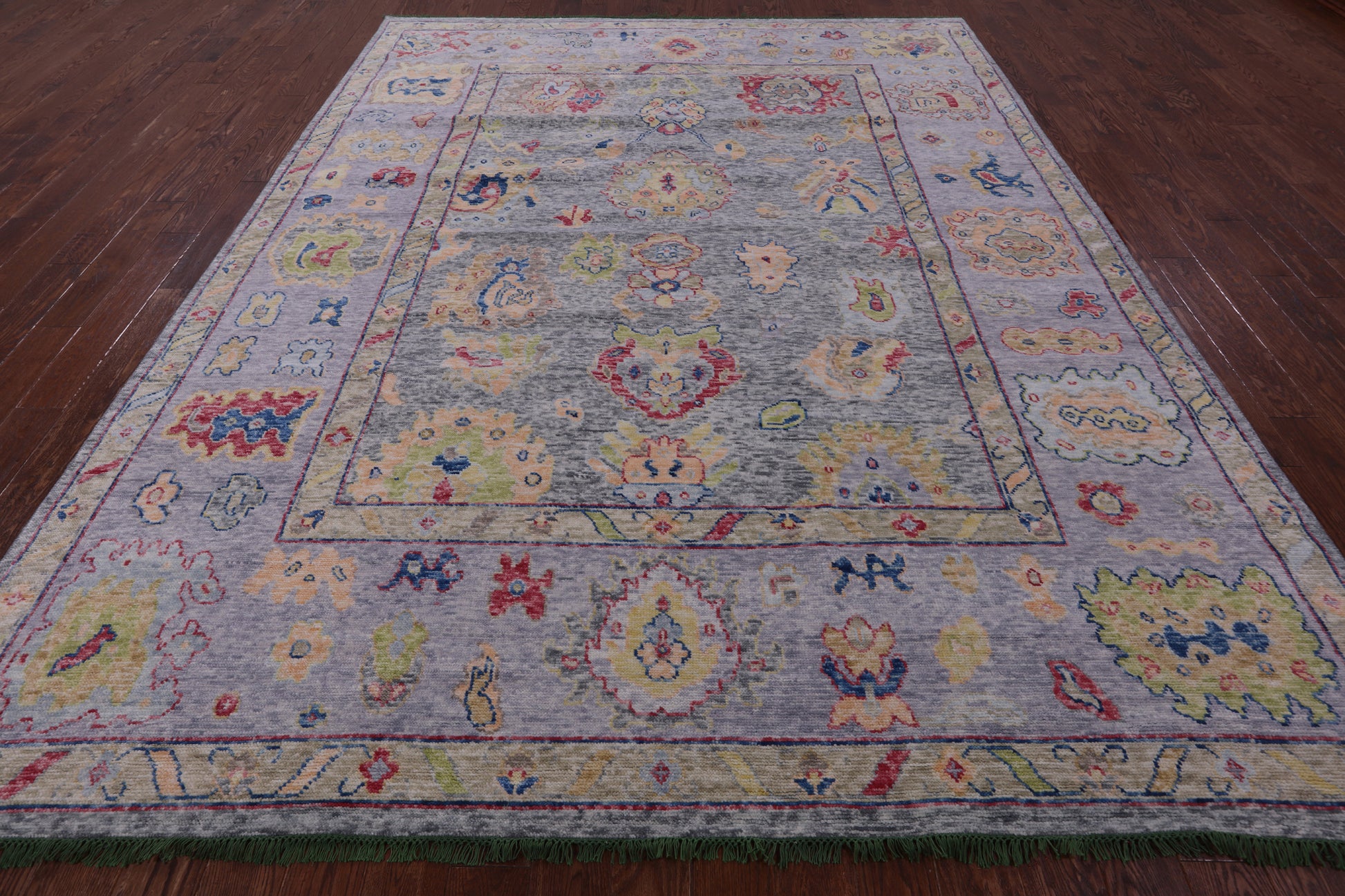 Grey Turkish Oushak Hand Knotted Wool Rug - 9' 1" X 12' 0" - Golden Nile